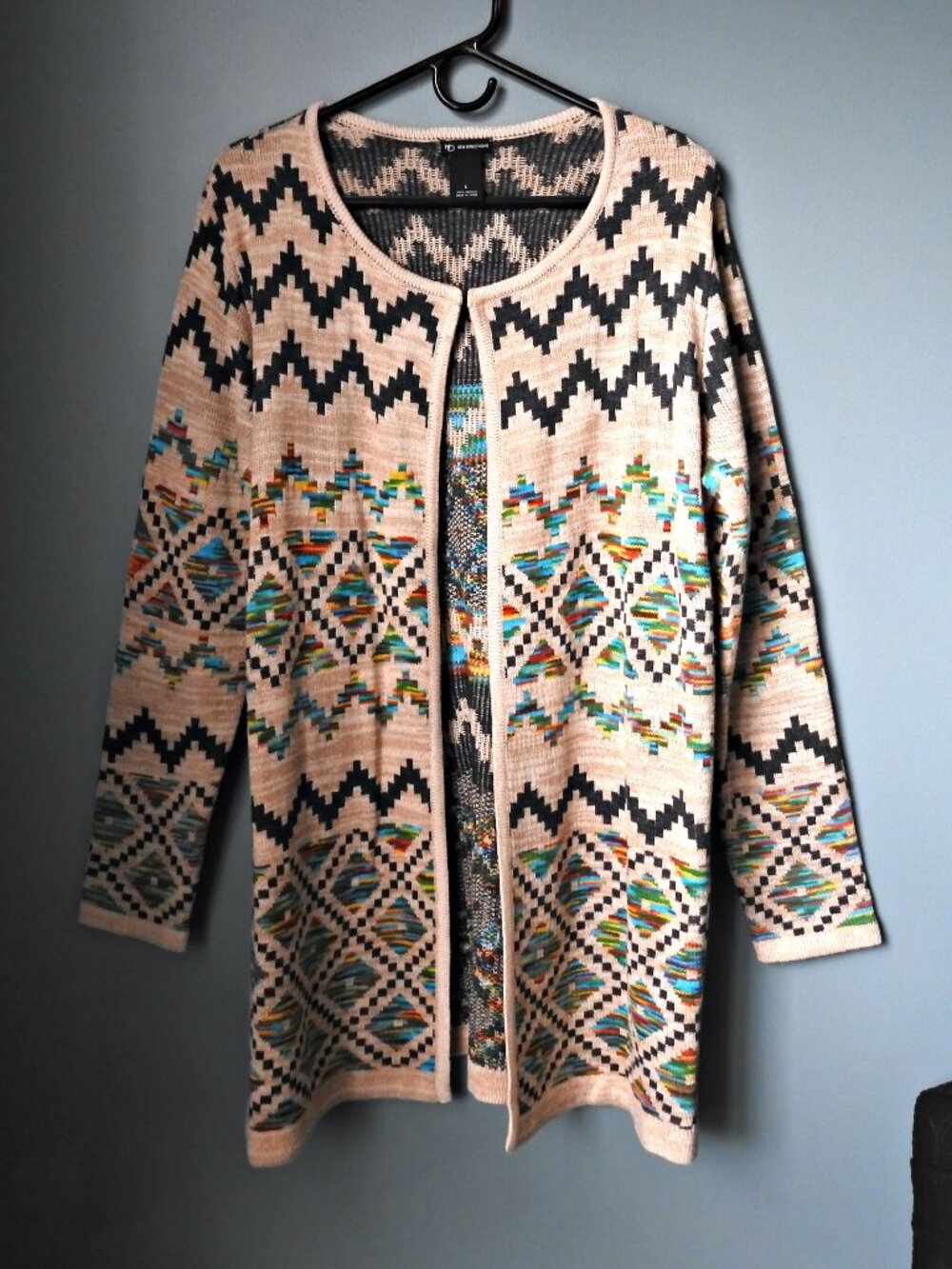 New Directions Sweater Cardigan Women Large Multicolor Long Sleeve Open Front